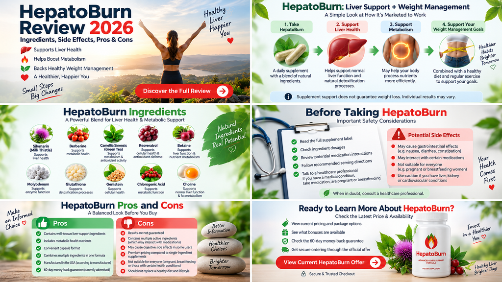 HepatoBurn Review 2026 ingredients side effects pros and cons.