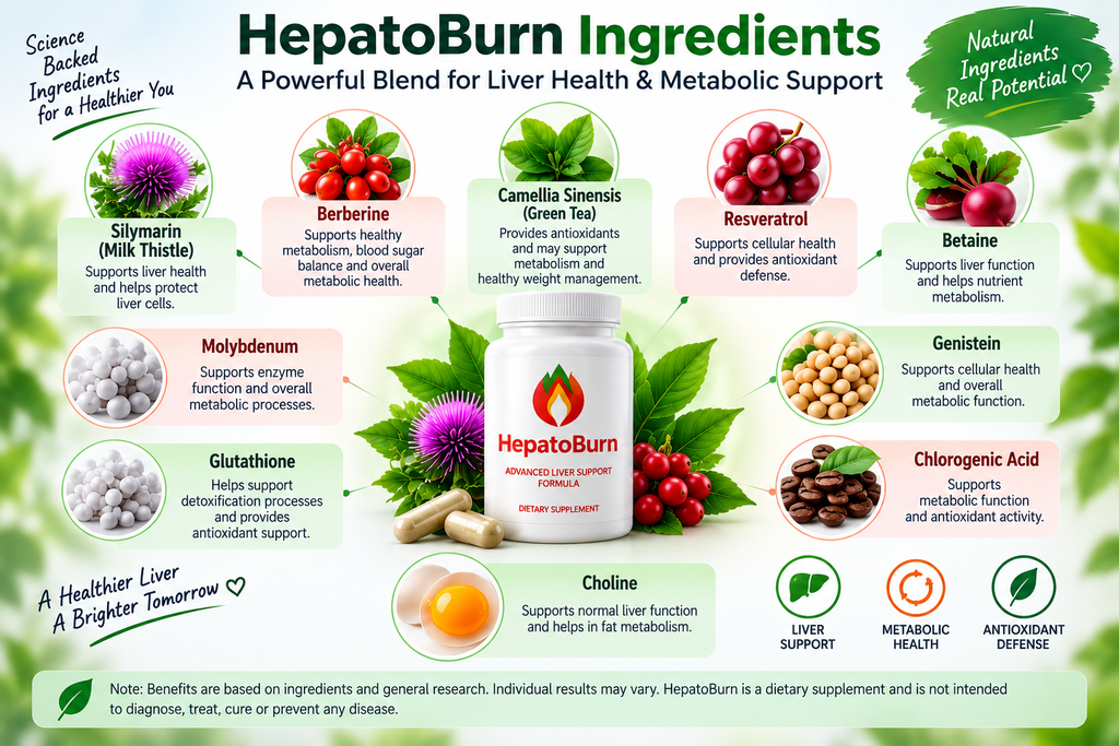HepatoBurn ingredients including silymarin berberine green tea and resveratrol