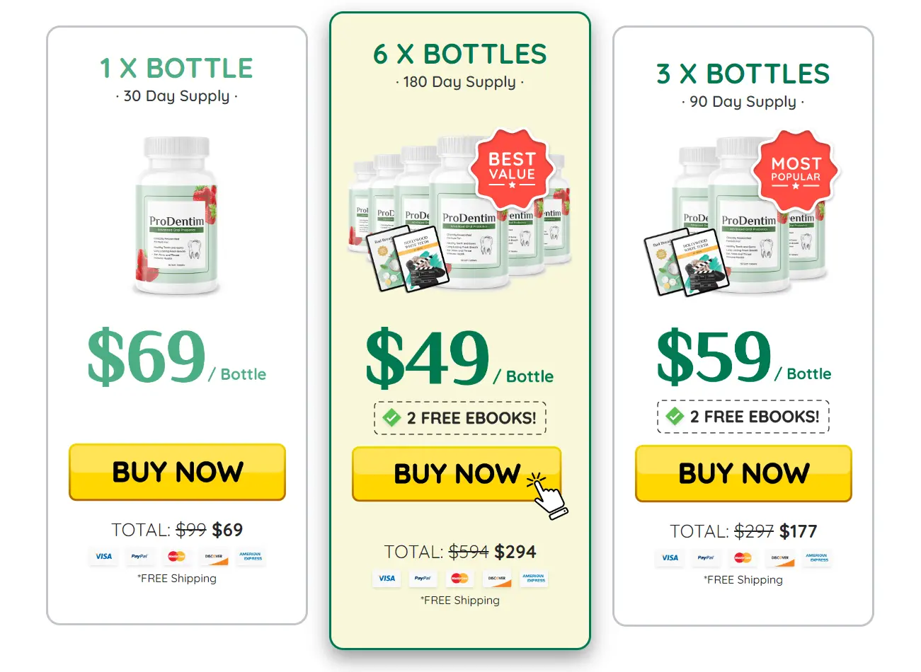 ProDentim pricing and package options